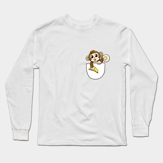 Pocket Monkey Long Sleeve T-Shirt by WildSloths